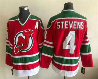 Mens New Jersey Devils #4 Scott Stevens Red Stitched Jersey